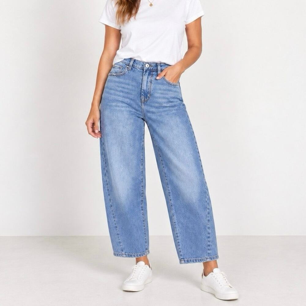 NWT Kensie The Jessica High-Rise Cropped Barrel Jean In Brisbane Wash Size 4/27